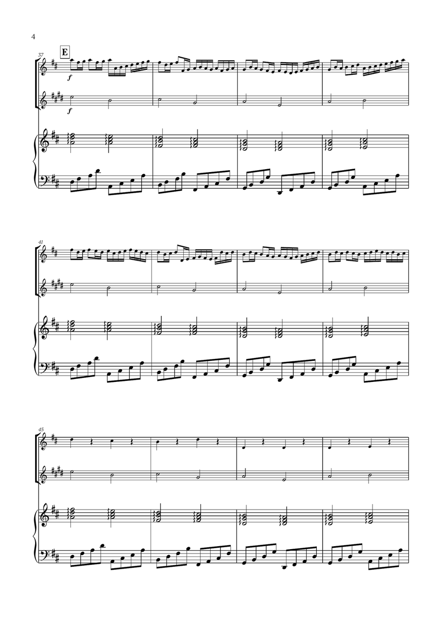 Pachelbel - Canon in D (for Violin, Clarinet and Piano) B-Flat Clarinet scores gallery preview page 4
