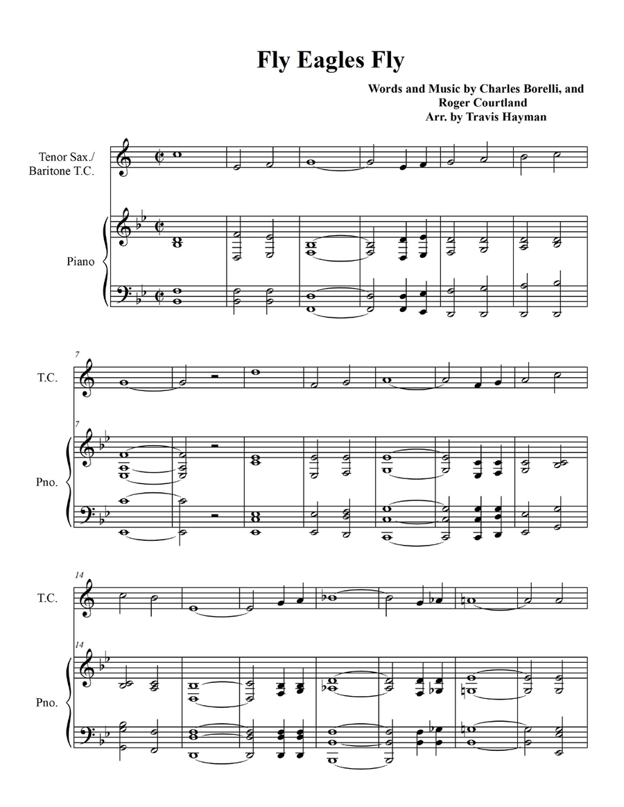 Fly Eagles Fly - for Tenor Sax./Baritone T.C. with Piano Accompaniment Tenor Saxophone scores gallery preview page 3