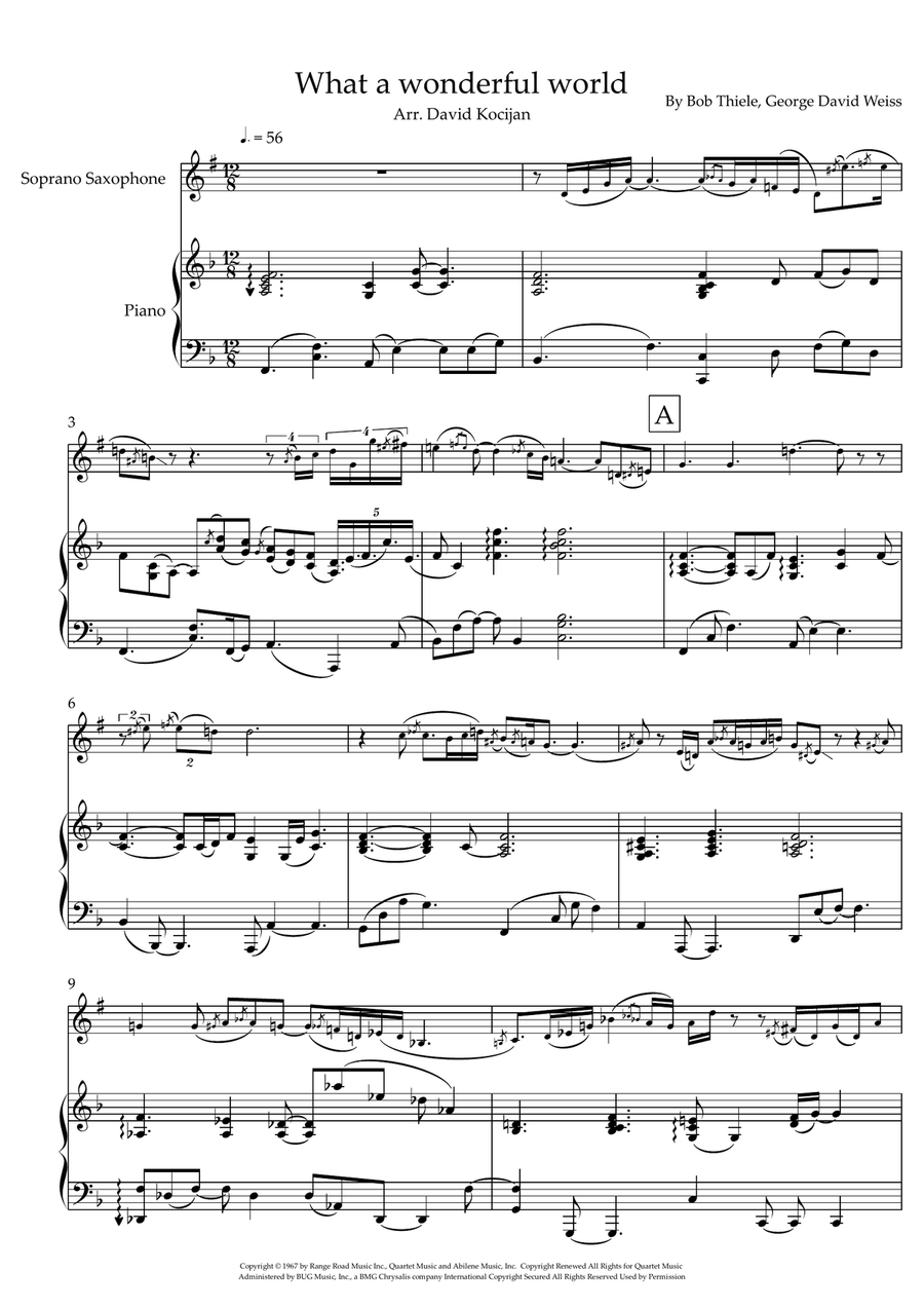 What A Wonderful World Soprano Saxophone scores gallery preview page 1