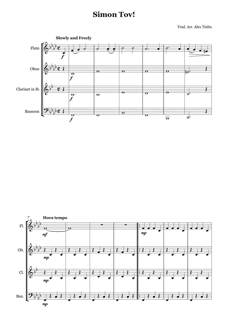 Simon Tov! Simon Tov! Woodwind Quartet scores gallery preview page 2