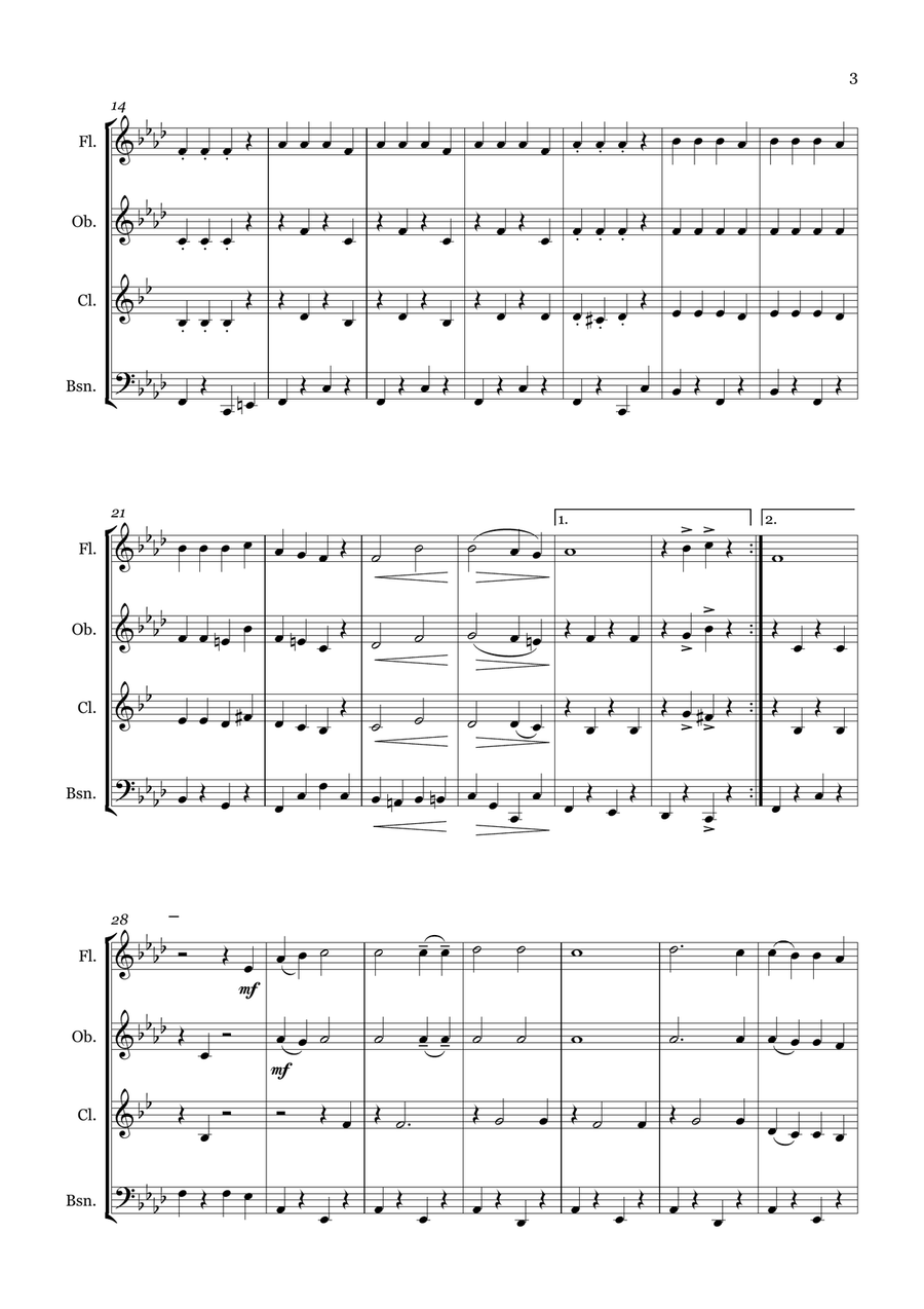 Simon Tov! Simon Tov! Woodwind Quartet scores gallery preview page 3