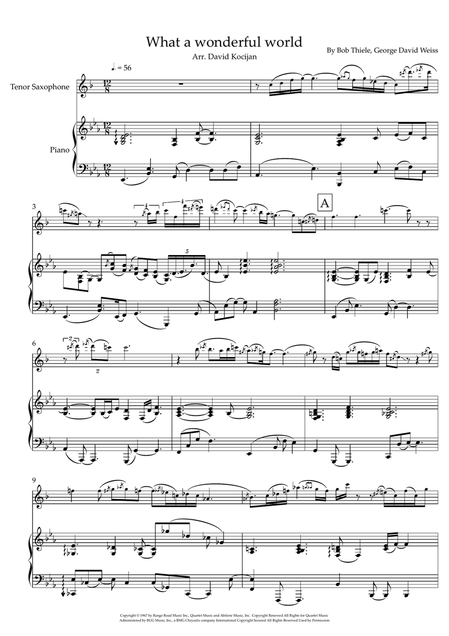 What A Wonderful World What A Wonderful World Tenor Saxophone scores gallery preview page 1