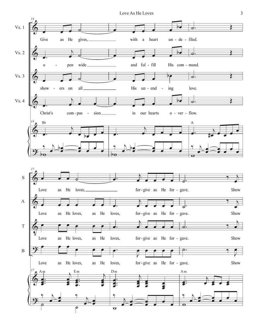 Love As He Loves (SATB) 4-Part scores gallery preview page 3