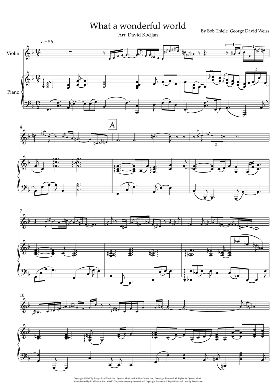 What A Wonderful World What A Wonderful World Violin Solo scores gallery preview page 1