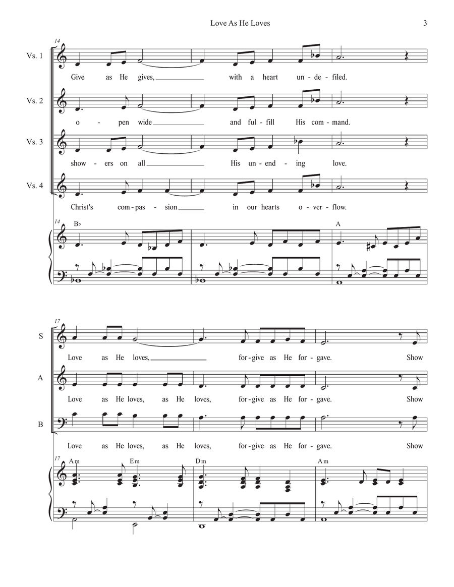 Love As He Loves (SAB) 3-Part scores gallery preview page 3