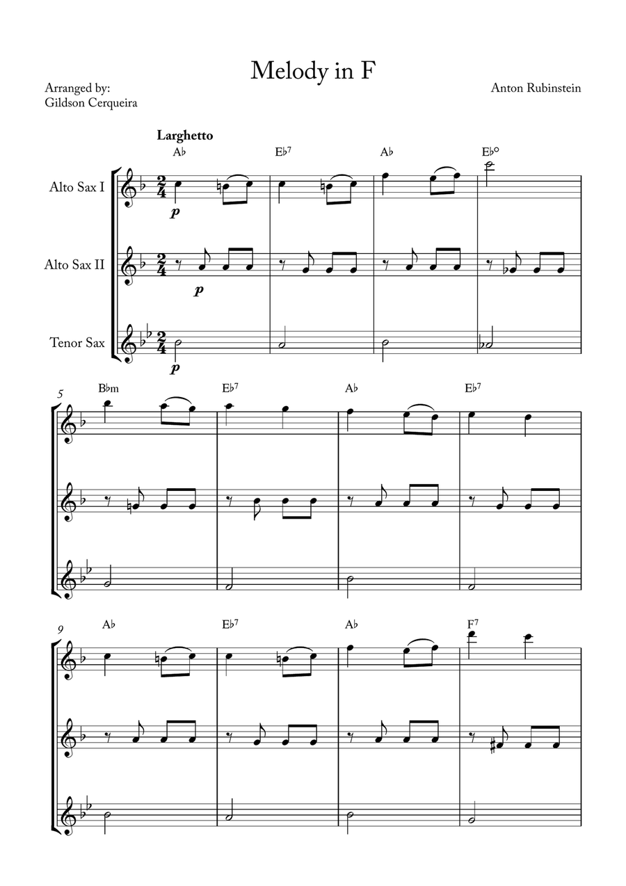 Melody in F Melody in F Woodwind Trio scores gallery preview page 1