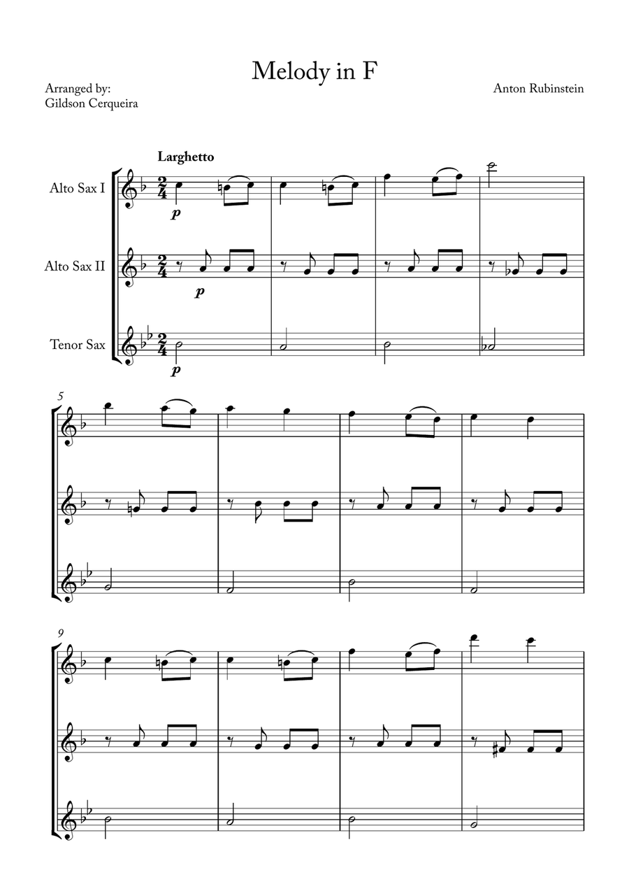 Melody in F Melody in F Woodwind Trio scores gallery preview page 1