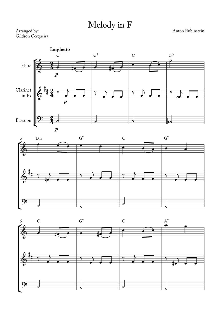 Melody in F Melody in F Woodwind Trio scores gallery preview page 1