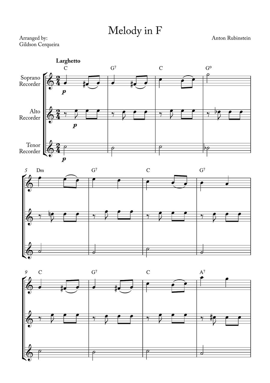 Melody in F Melody in F Chamber Music scores gallery preview page 1