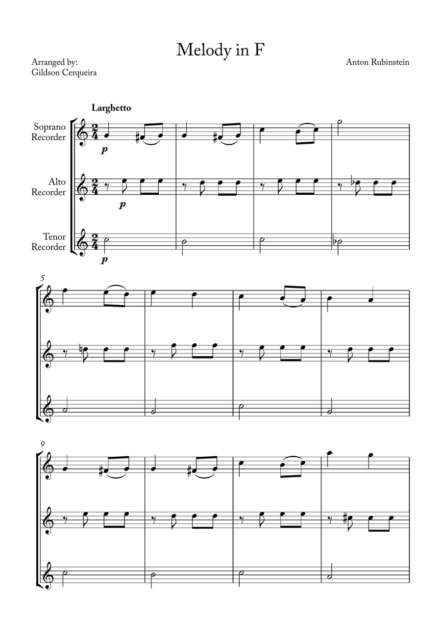 Melody in F Melody in F Chamber Music scores gallery preview page 1