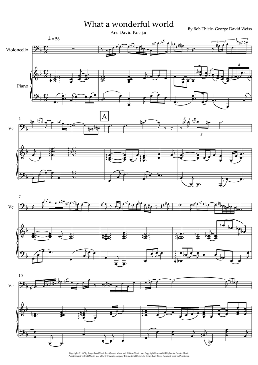 What A Wonderful World Piano scores gallery preview page 1