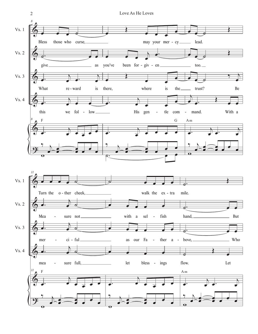 Love As He Loves (2-part choir - (Soprano and Tenor) 2-Part scores gallery preview page 2