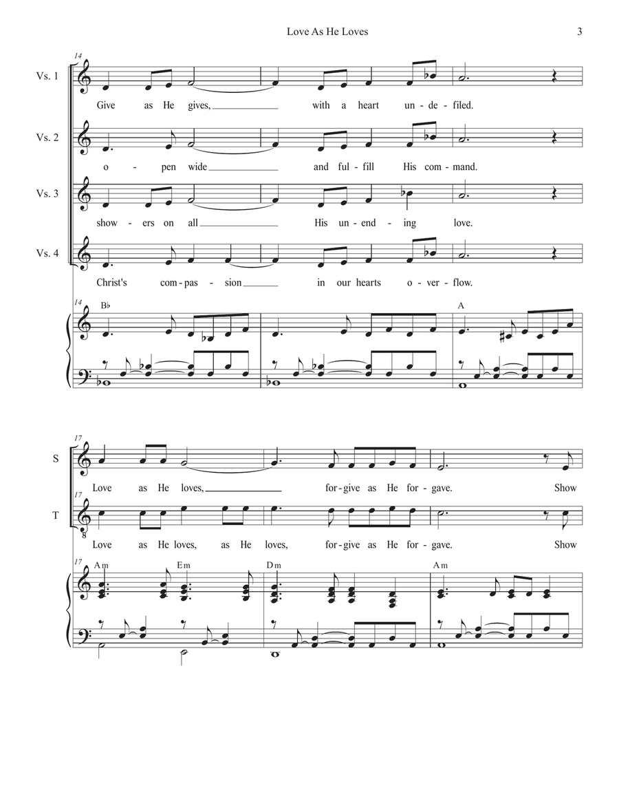 Love As He Loves (2-part choir - (Soprano and Tenor) 2-Part scores gallery preview page 3