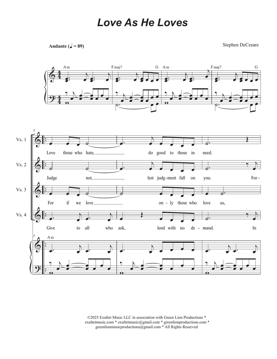 Love As He Loves (Duet for Soprano and Tenor solo) Tenor Voice scores gallery preview page 1