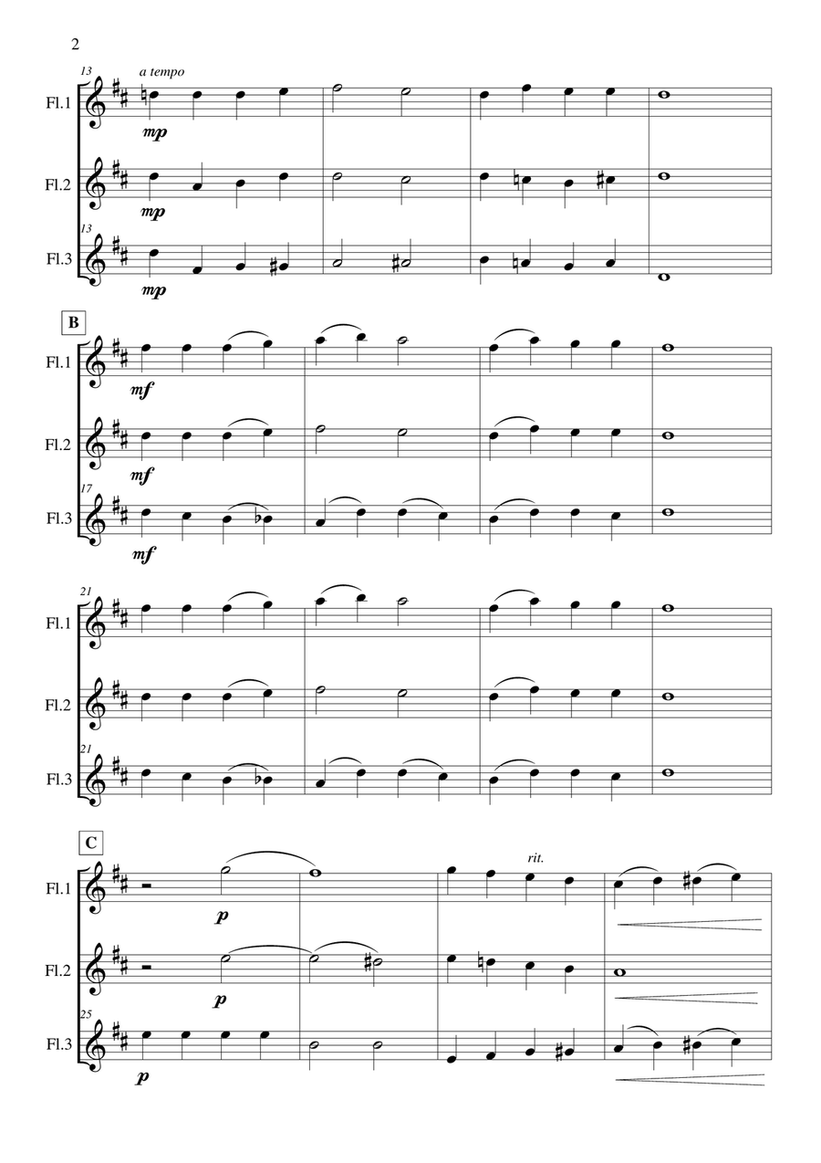 Au Clair de la Lune Au Clair de la Lune Flute Trio scores gallery preview page 3