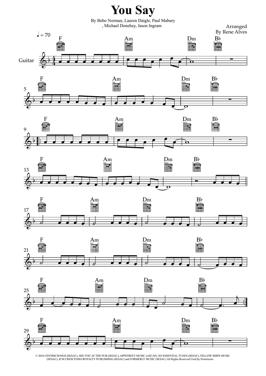 You Say You Say Acoustic Guitar scores gallery preview page 1