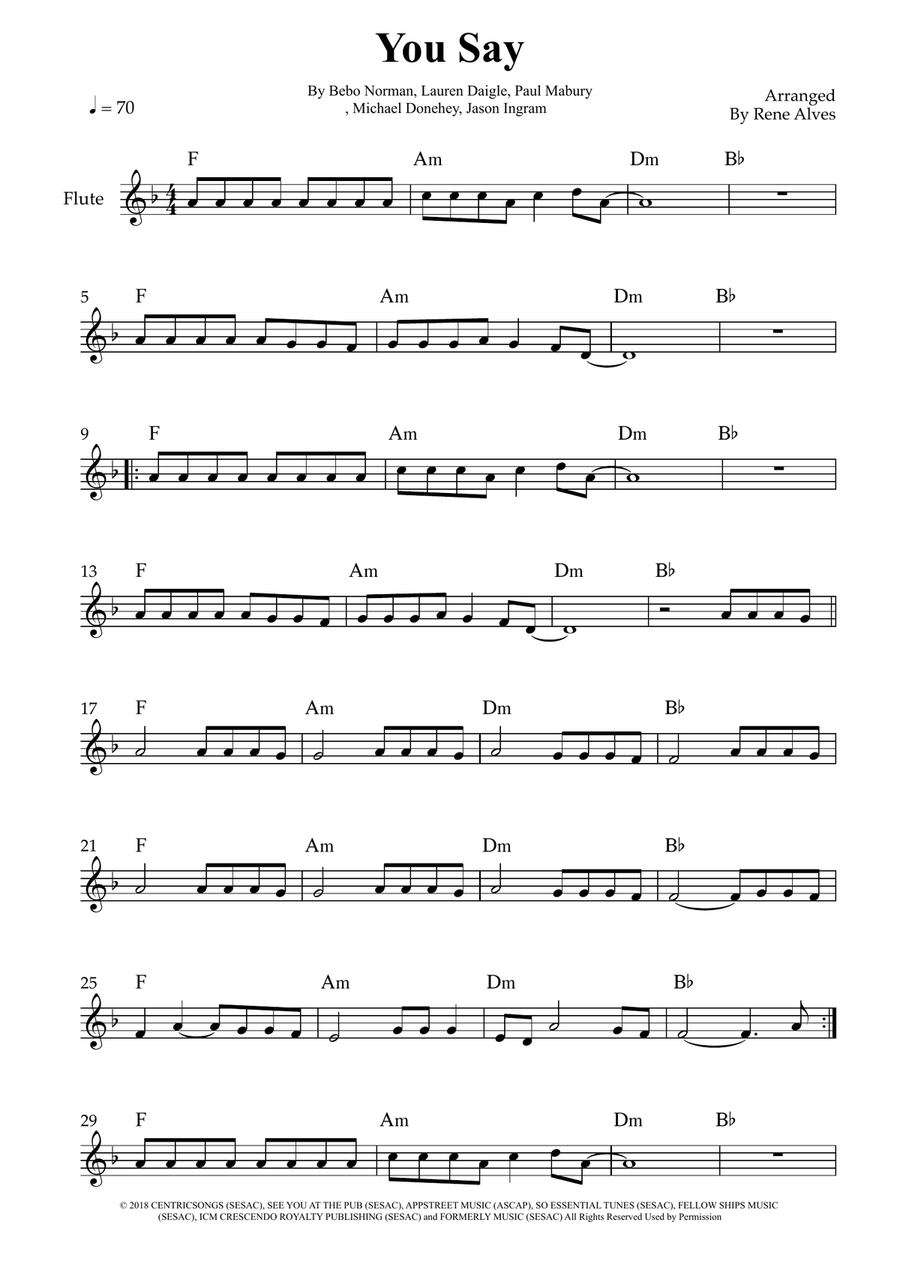 You Say You Say Flute Solo scores gallery preview page 1