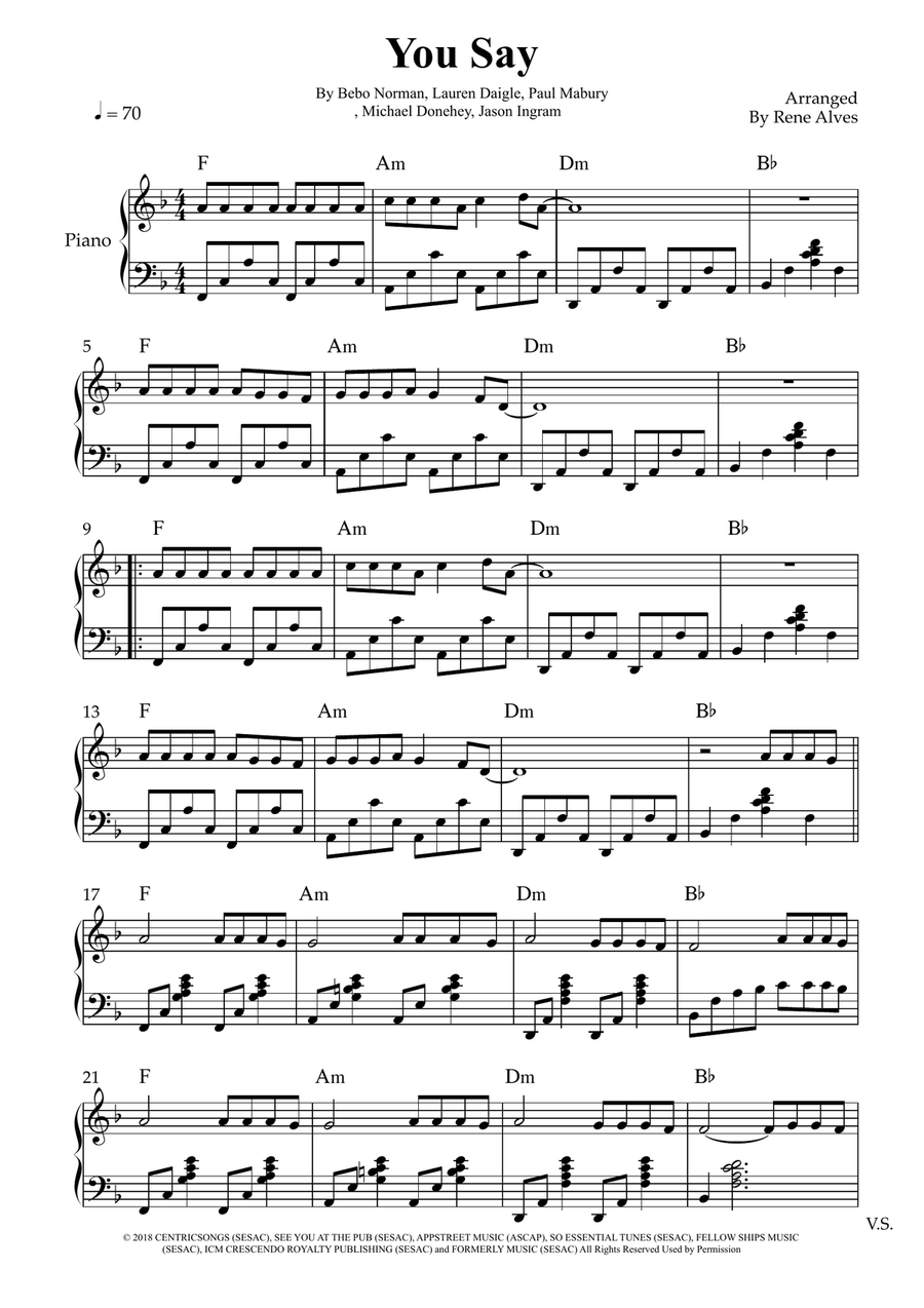 You Say You Say Easy Piano scores gallery preview page 1