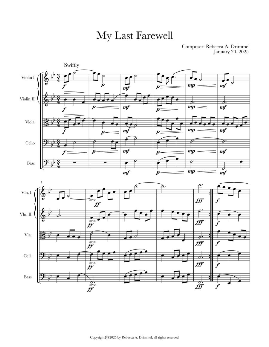 My Last Farewell My Last Farewell String Orchestra scores gallery preview page 1