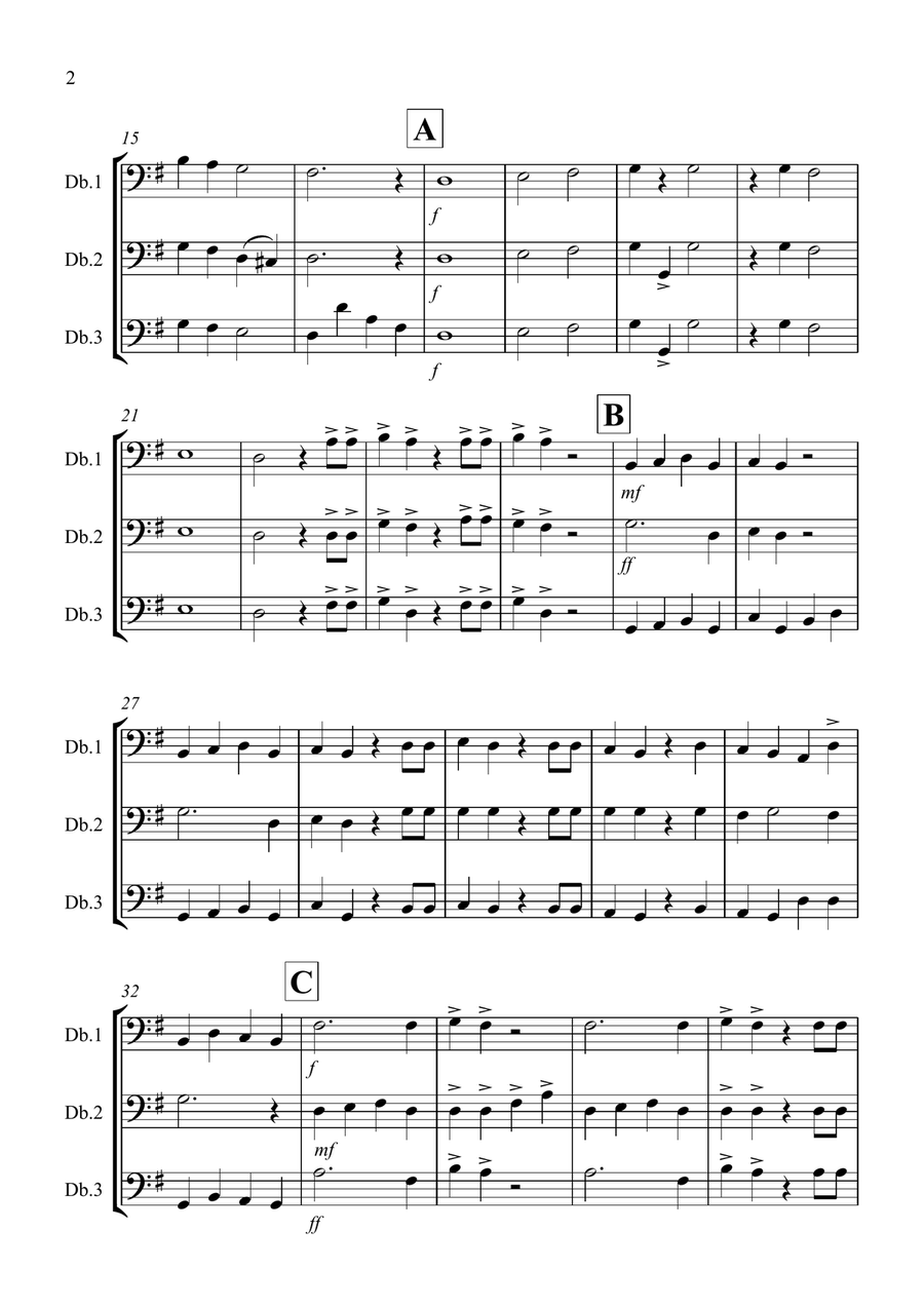 Hallelujah Chorus for Double Bass Trio Small Ensemble scores gallery preview page 2
