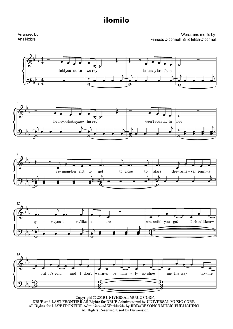 Ilomilo Ilomilo Easy Piano scores gallery preview page 1