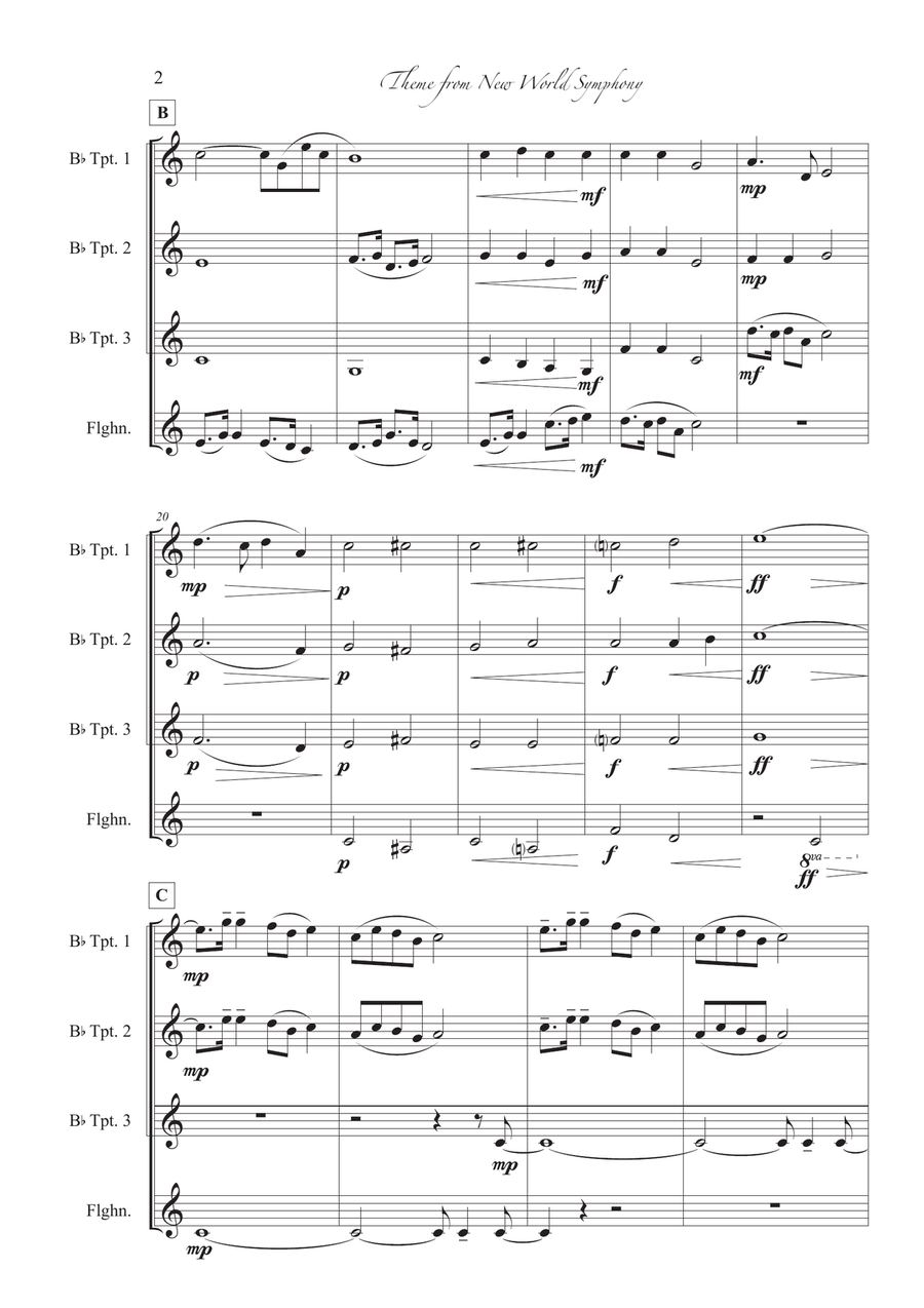 Theme from New World Symphony Brass Quartet scores gallery preview page 2