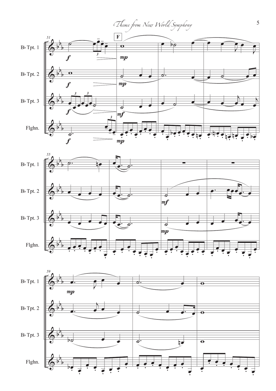 Theme from New World Symphony Brass Quartet scores gallery preview page 5