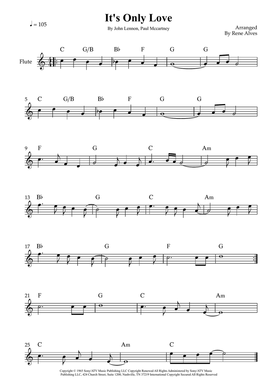 It's Only Love It's Only Love Flute Solo scores gallery preview page 1