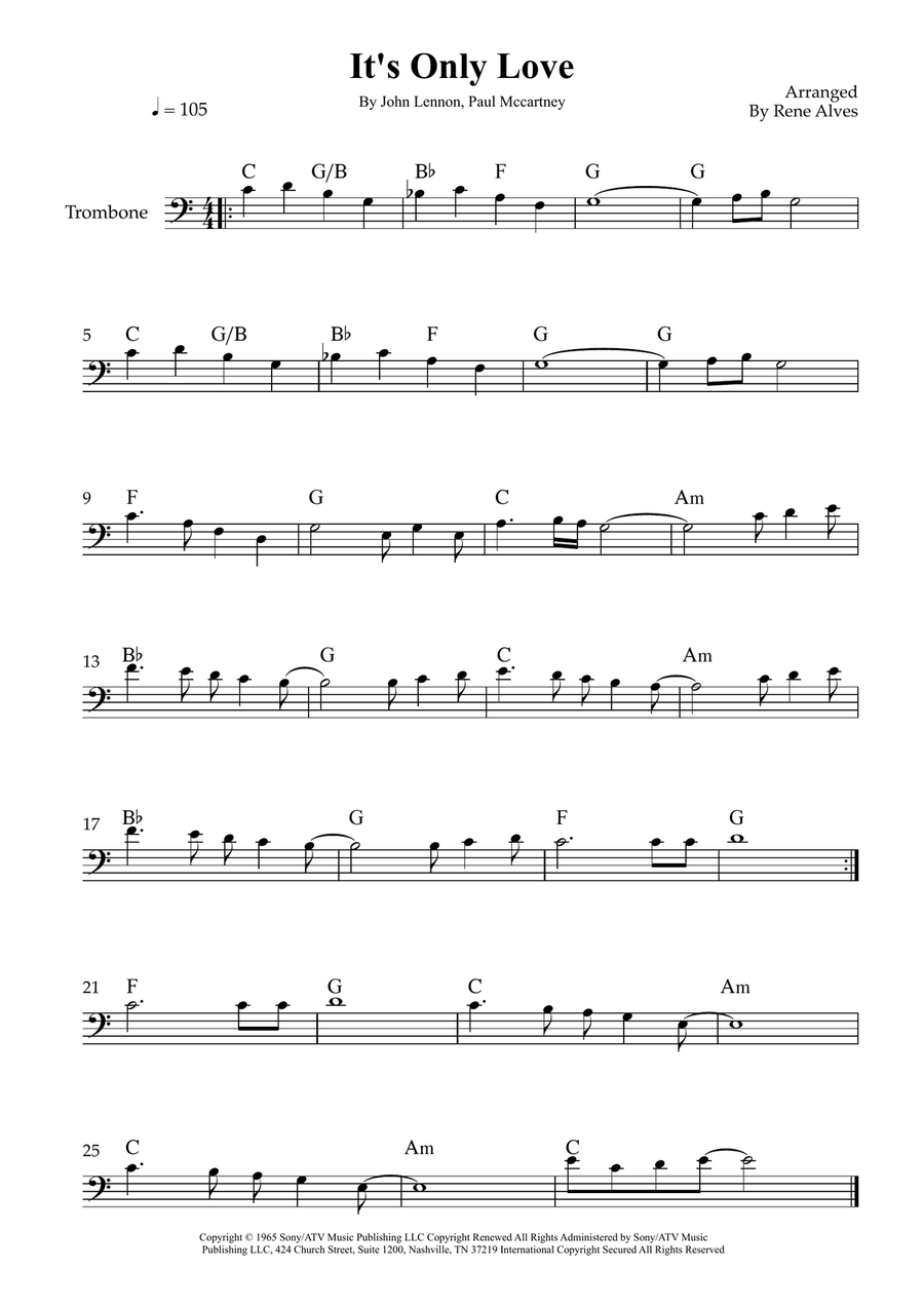 It's Only Love It's Only Love Trombone Solo scores gallery preview page 1