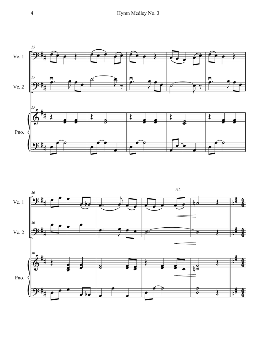 Hymn Medley No. 3 (Cello Duet with Piano Accompaniment) String Duet scores gallery preview page 4