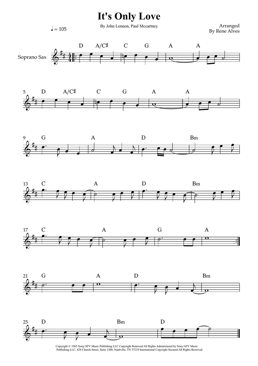 It's Only Love It's Only Love Soprano Saxophone scores gallery preview page 1