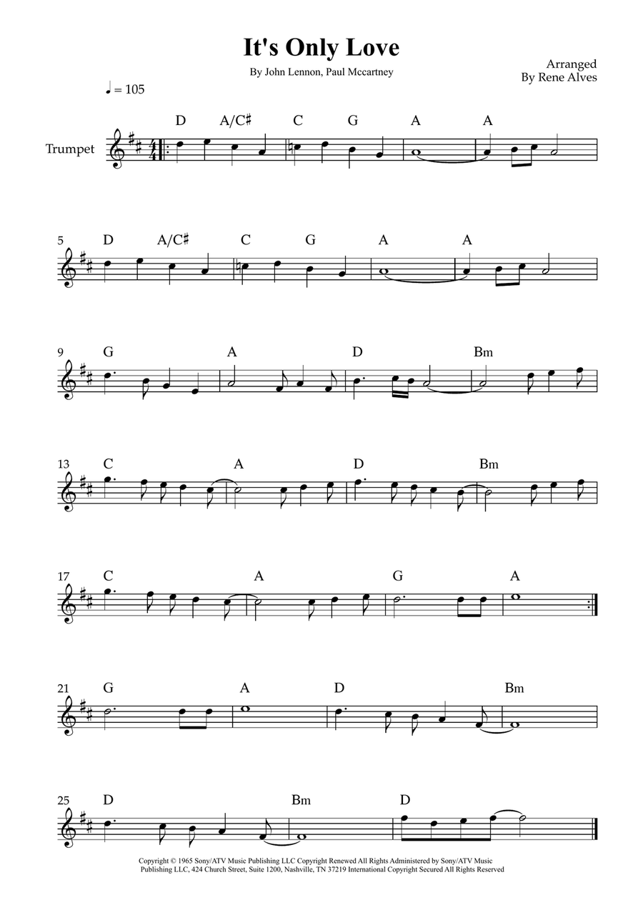 It's Only Love It's Only Love B-Flat Trumpet scores gallery preview page 1