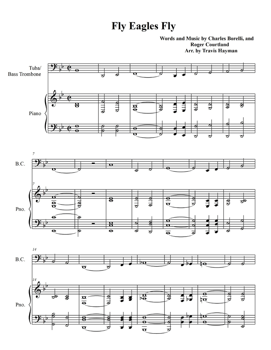 Fly Eagles Fly - for Tuba/Bass Trombone with Piano Accompaniment Trombone scores gallery preview page 3
