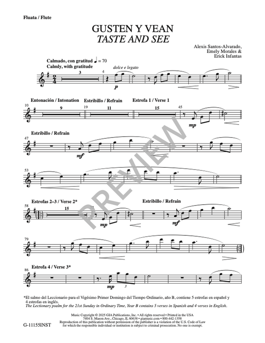 Gusten y Vean / Taste and See - Instrument edition Flute scores gallery preview page 2