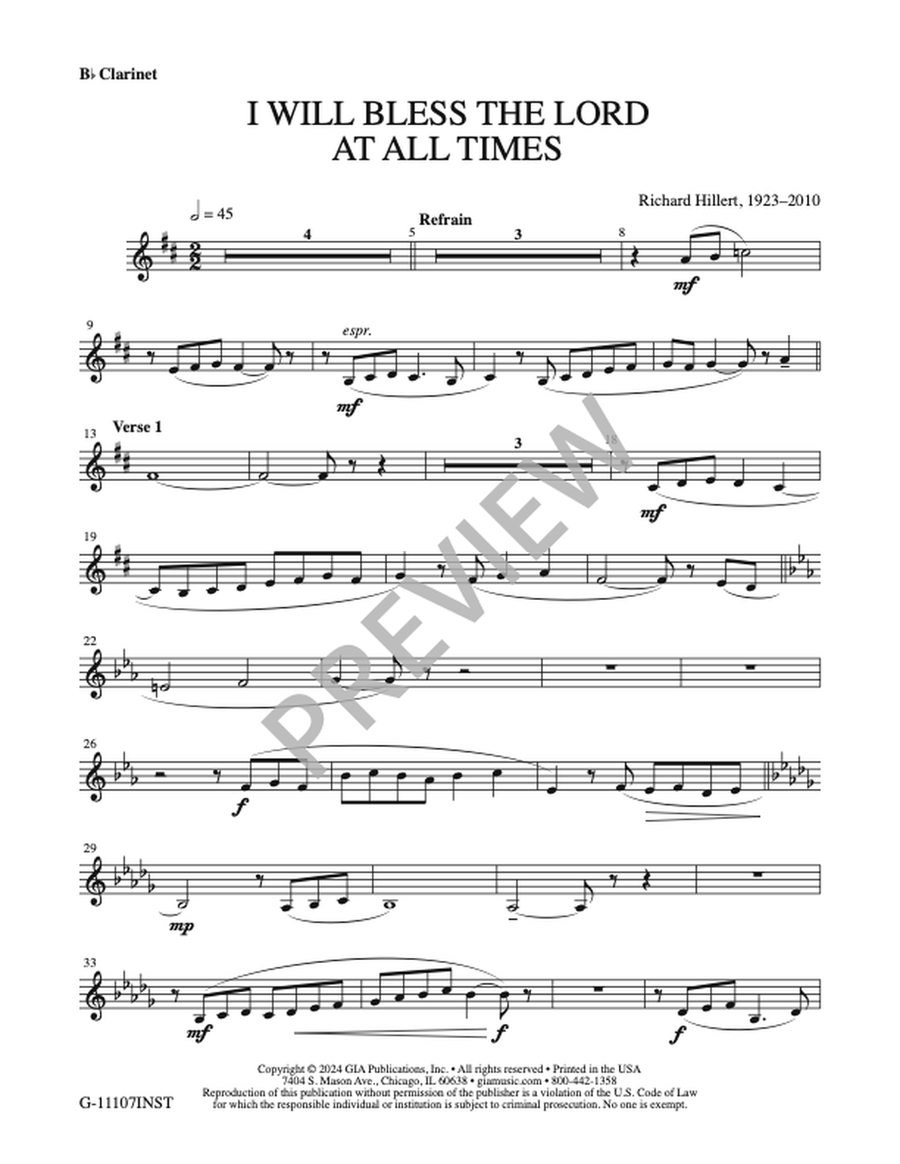 I Will Bless the Lord at All Times - Instrument edition English Horn scores gallery preview page 3