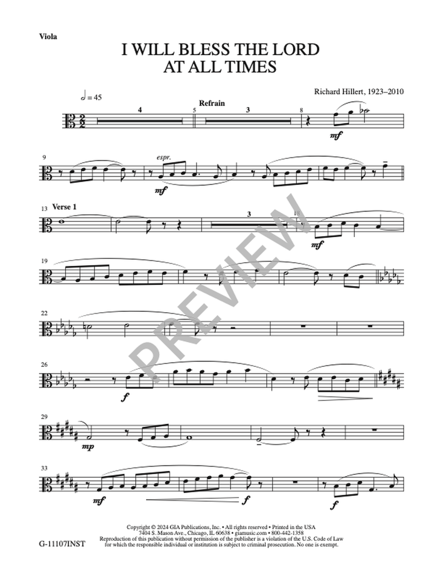 I Will Bless the Lord at All Times - Instrument edition English Horn scores gallery preview page 5