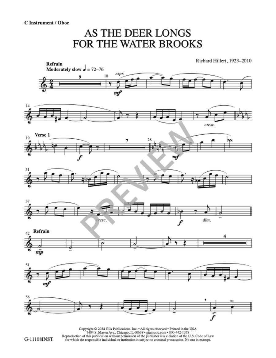 As the Deer Longs for the Water Brooks - Instrument edition Oboe scores gallery preview page 2
