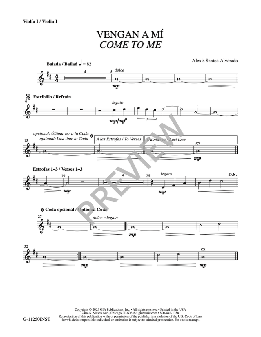 Vengan a Mí / Come to Me - Instrument edition Cello scores gallery preview page 2