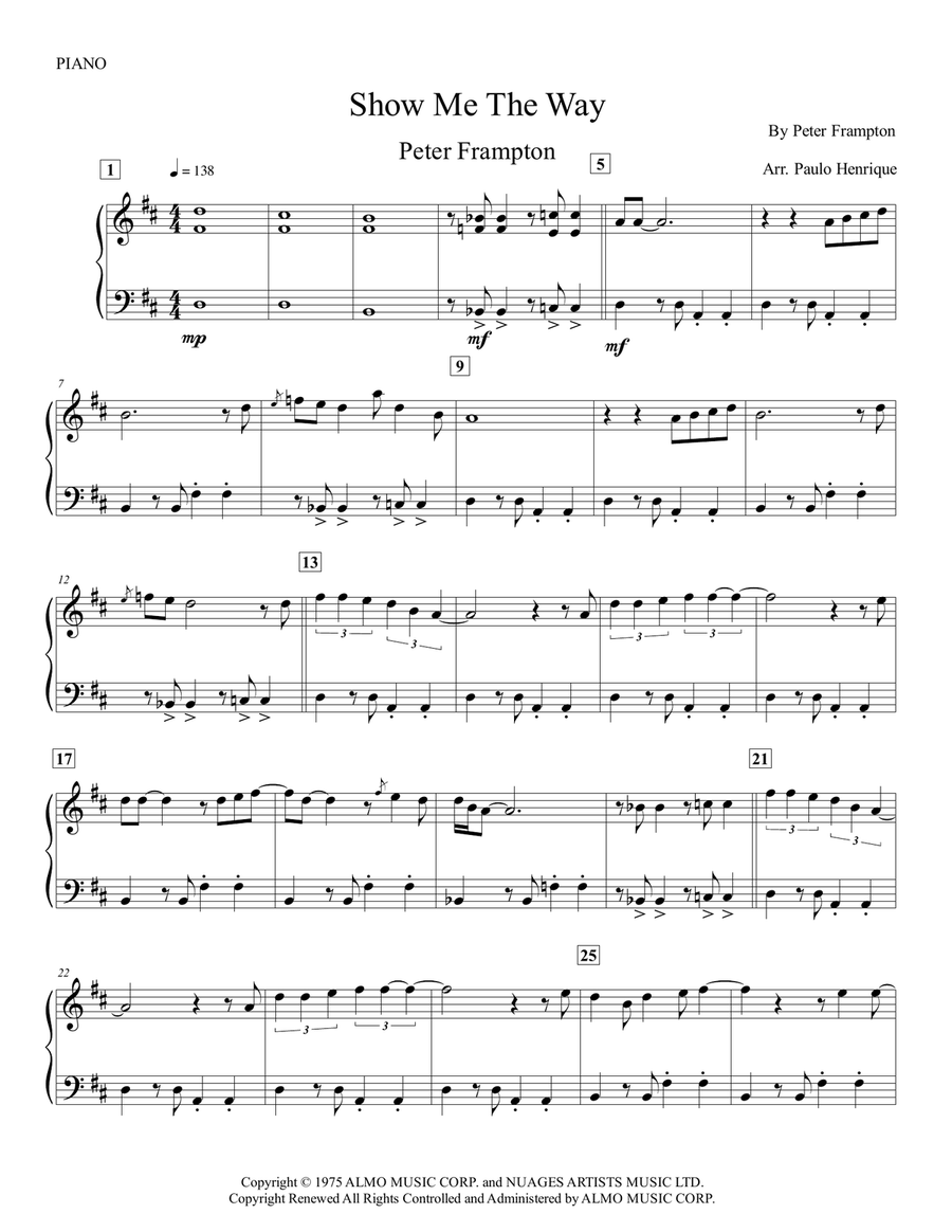Show Me The Way Piano Solo scores gallery preview page 2