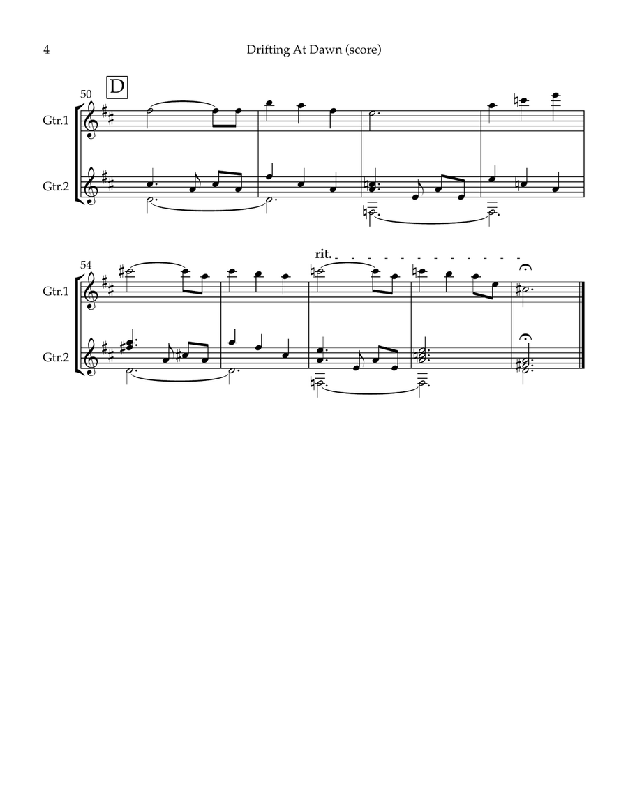 Drifting At Dawn - guitar duet (score and separate parts in standard notation only - no tab) Chamber Music scores gallery preview page 4