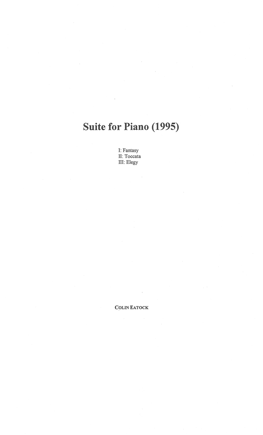 Suite for PIano (1995) Suite for PIano (1995) Chamber Music scores gallery preview page 1