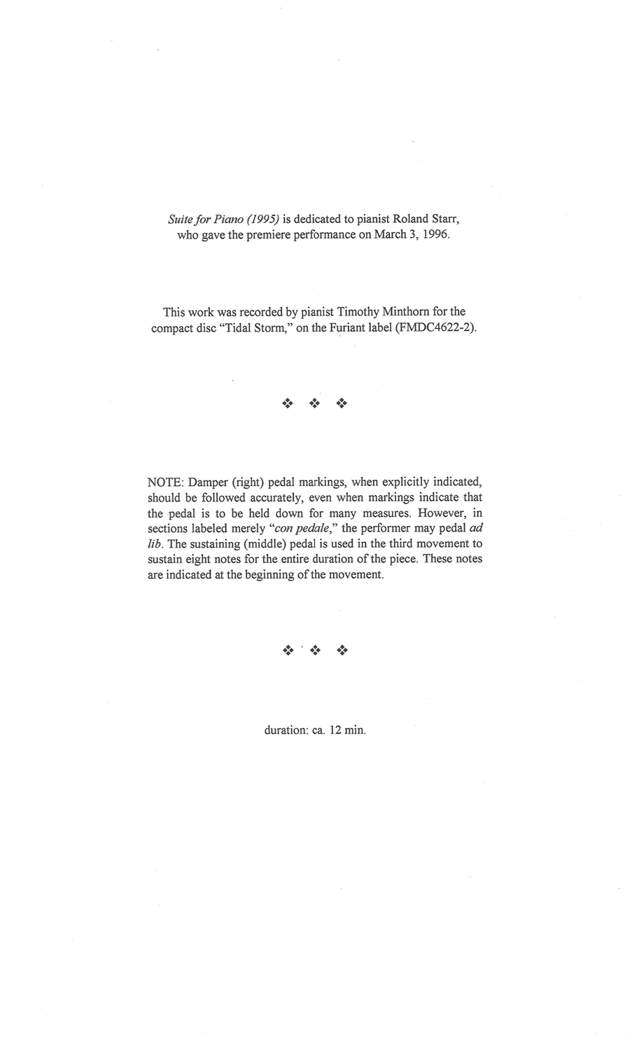 Suite for PIano (1995) Suite for PIano (1995) Chamber Music scores gallery preview page 2