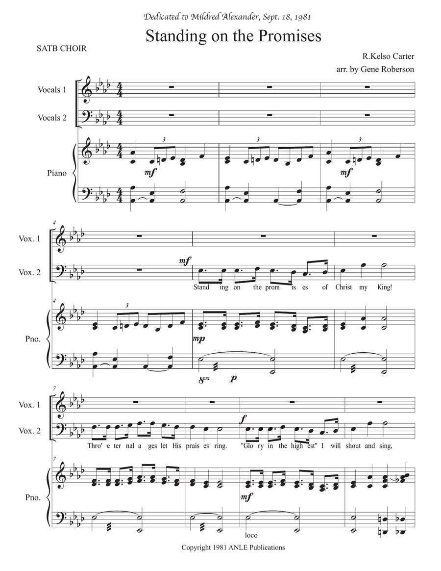 Standing on the Promises SATB CHOIR 4-Part scores gallery preview page 2