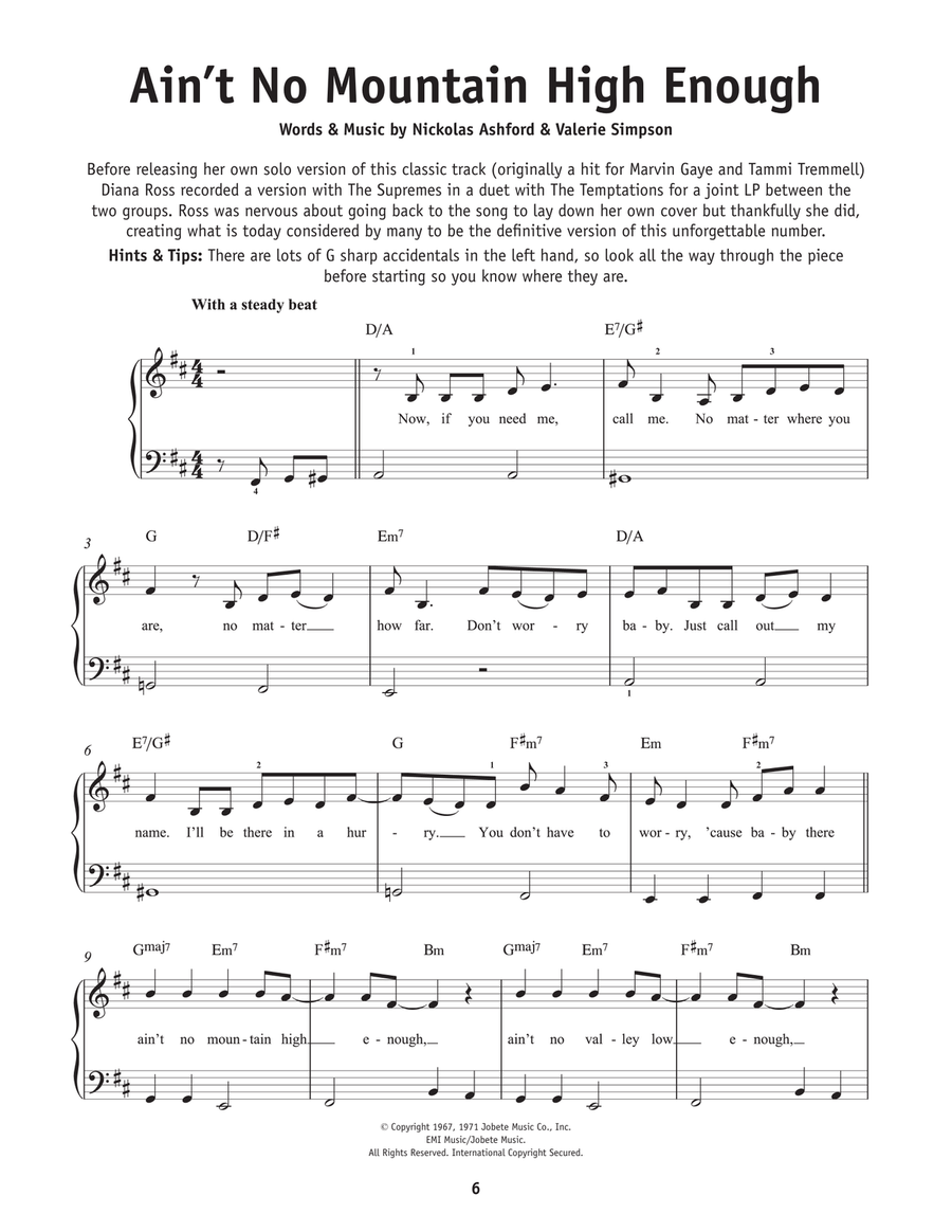 Ain't No Mountain High Enough Easy Piano scores gallery preview page 1