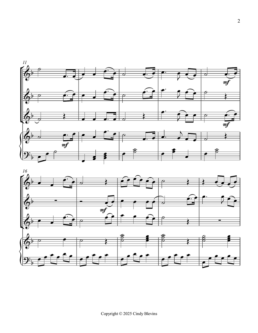 Rock of Ages, for Three Violins and Piano Small Ensemble scores gallery preview page 3