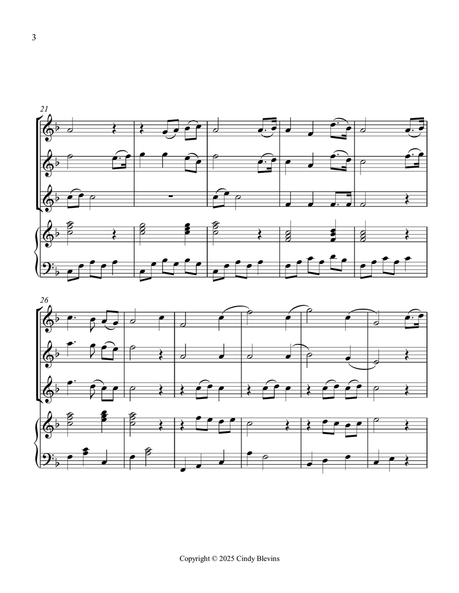Rock of Ages, for Three Violins and Piano Small Ensemble scores gallery preview page 4