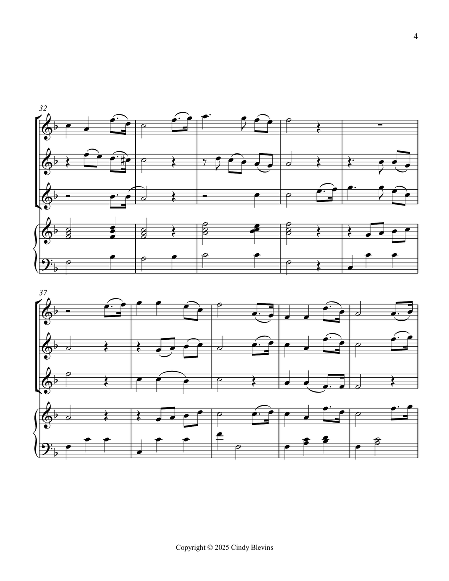 Rock of Ages, for Three Violins and Piano Small Ensemble scores gallery preview page 5