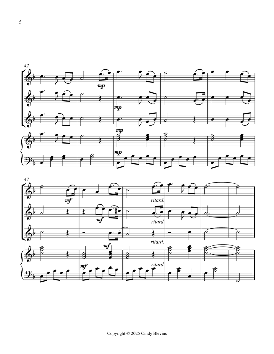 Rock of Ages, for Three Violins and Piano Small Ensemble scores gallery preview page 6