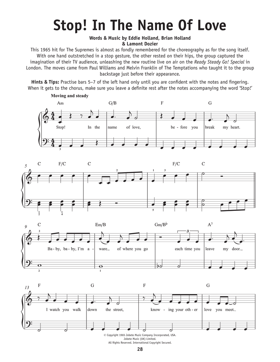 Stop! In The Name Of Love Easy Piano scores gallery preview page 1