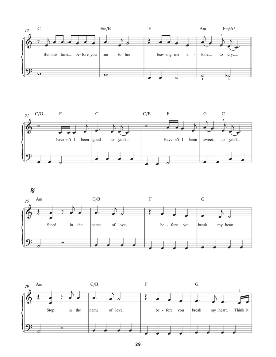 Stop! In The Name Of Love Easy Piano scores gallery preview page 2